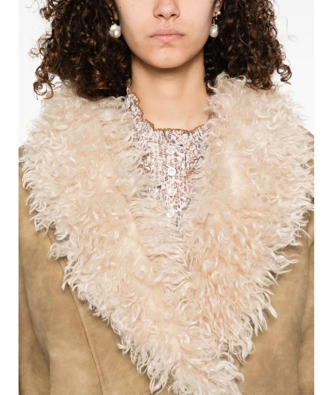 ISABEL MARANT Бежевая кожаная дубленка, фото 2