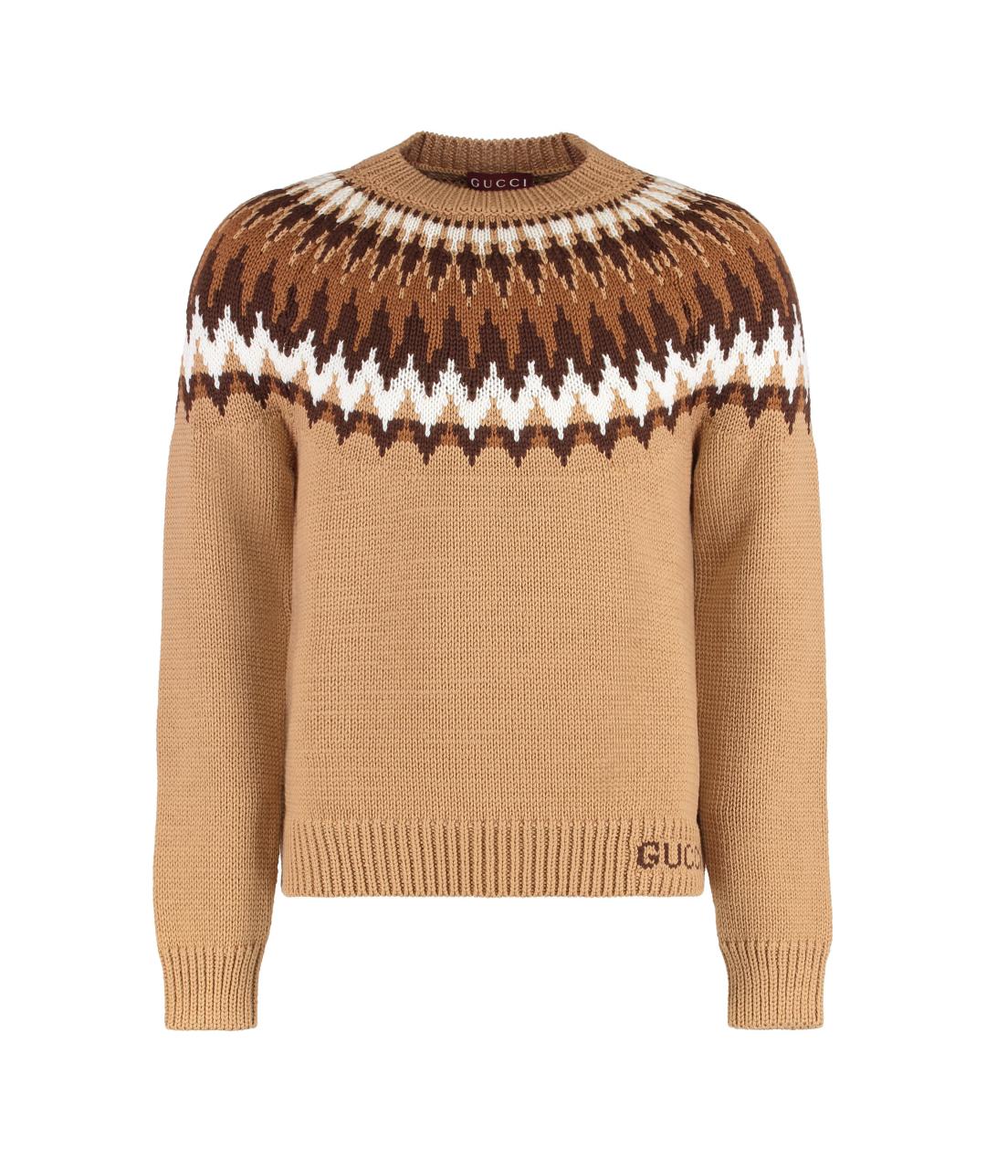 GUCCI Бежевый шерстяной джемпер / свитер, фото 1