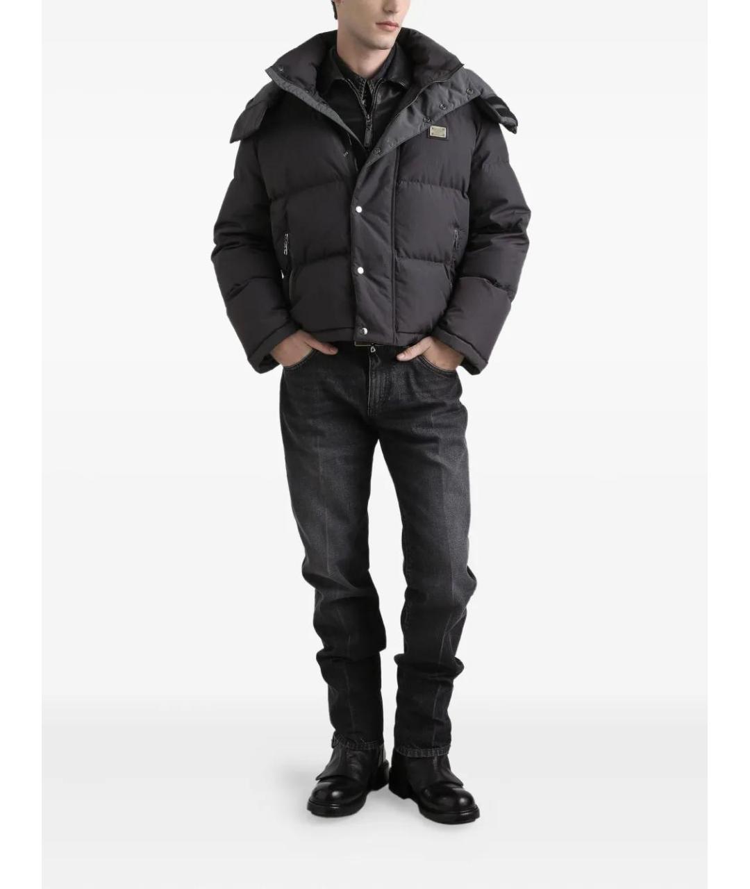 DOLCE&GABBANA Антрацитовый полиамидовый пуховик, фото 2