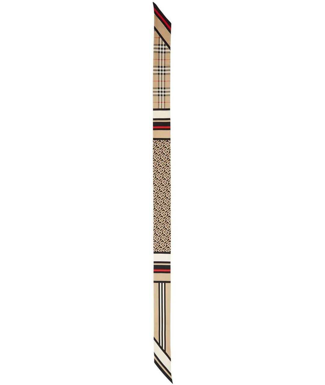 BURBERRY Бежевый шелковый шарф, фото 5