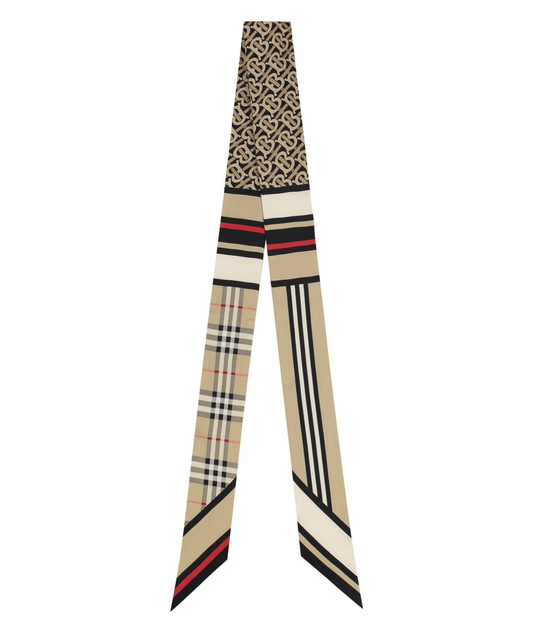 BURBERRY Бежевый шелковый шарф, фото 3