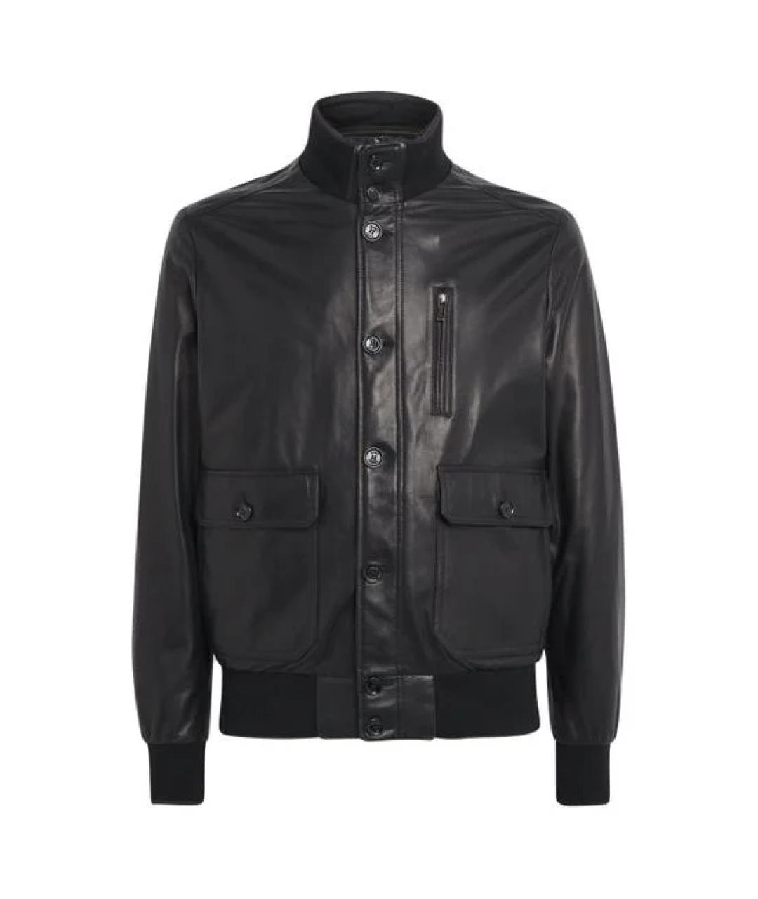 MOORER Черная кожаная куртка, фото 1