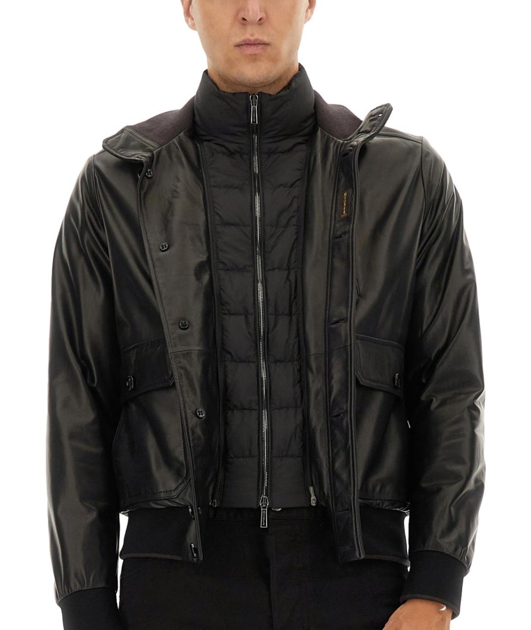 MOORER Черная кожаная куртка, фото 5
