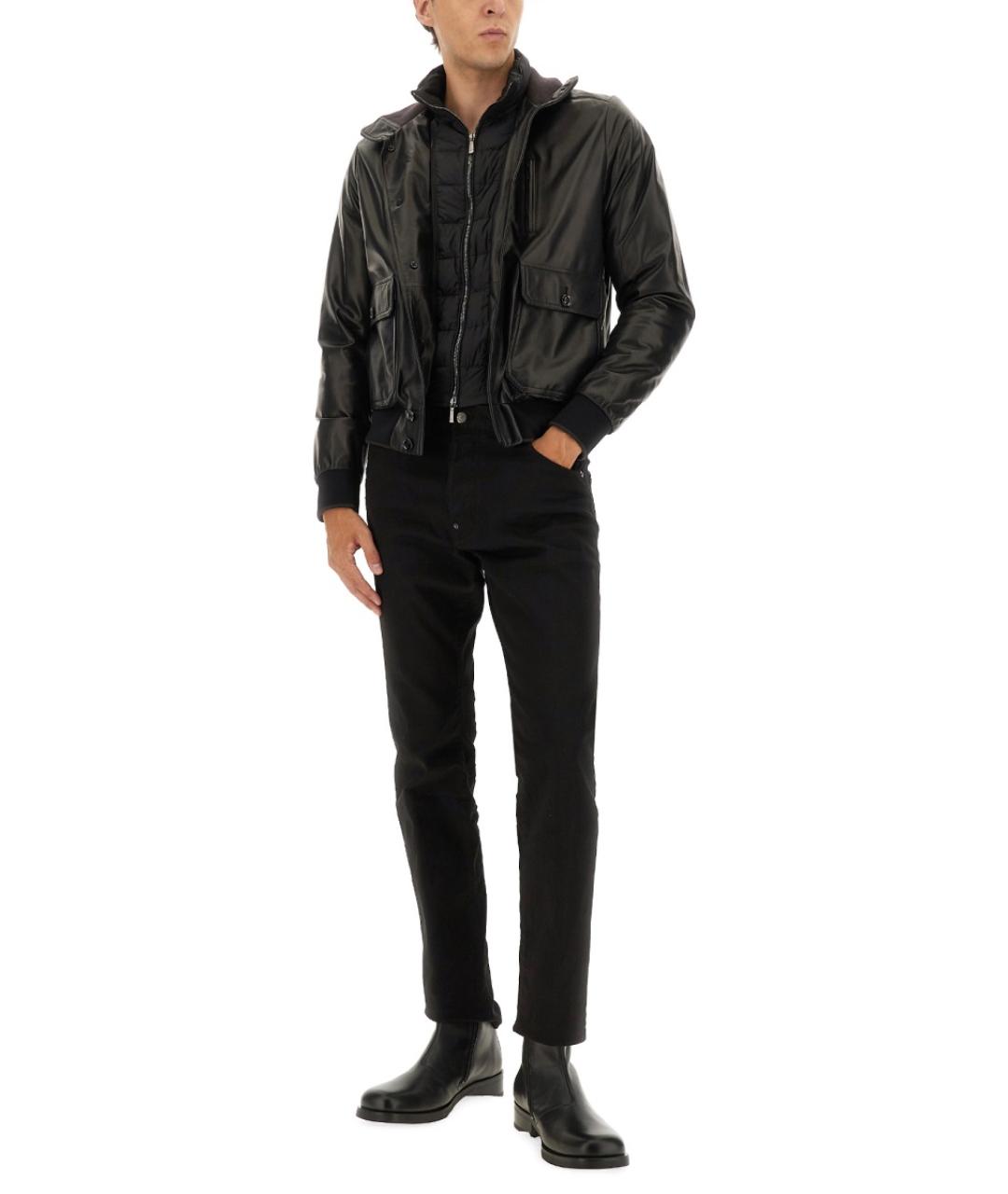 MOORER Черная кожаная куртка, фото 3