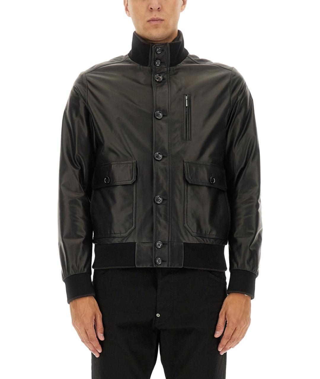 MOORER Черная кожаная куртка, фото 2