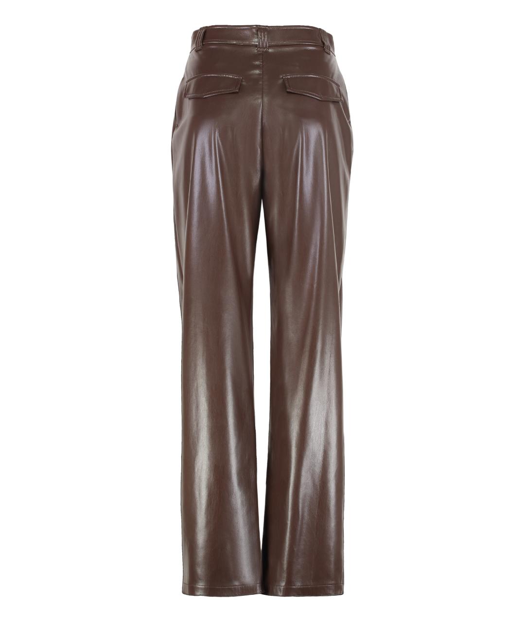 PINKO Коричневые полиэстеровые прямые брюки, фото 2