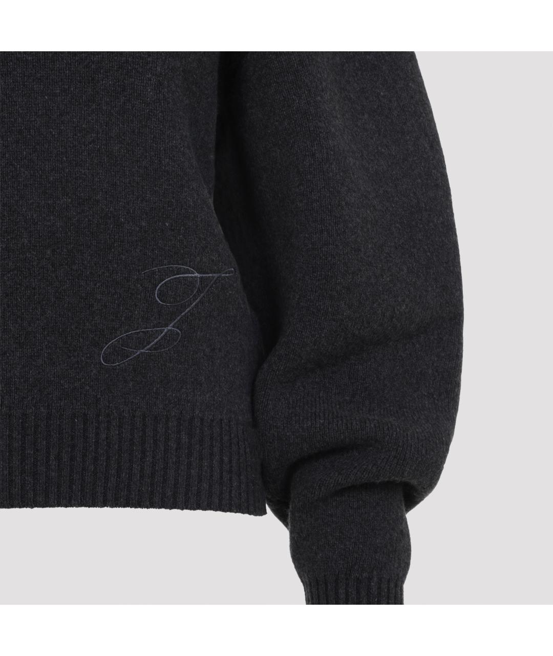 JACQUEMUS Антрацитовый шерстяной джемпер / свитер, фото 5