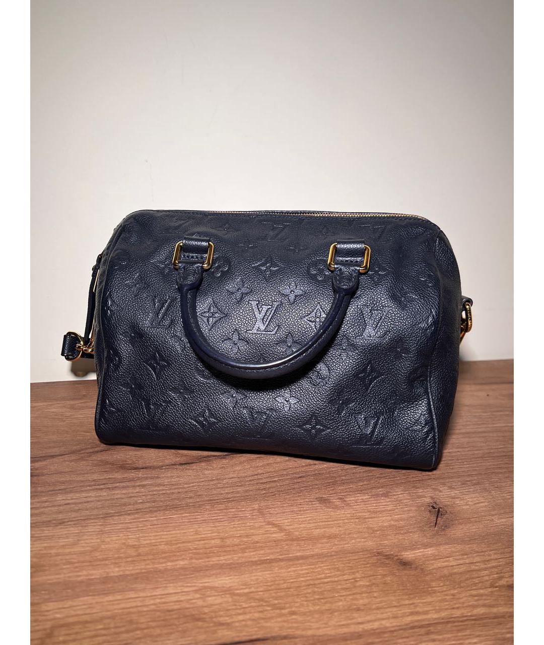 LOUIS VUITTON Темно-синяя кожаная сумка с короткими ручками, фото 5