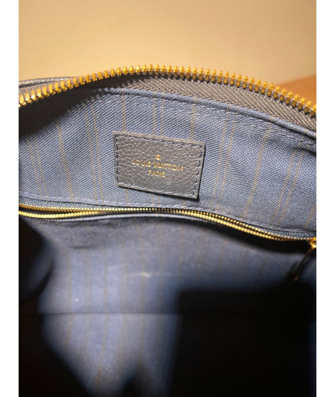 LOUIS VUITTON Темно-синяя кожаная сумка с короткими ручками, фото 6