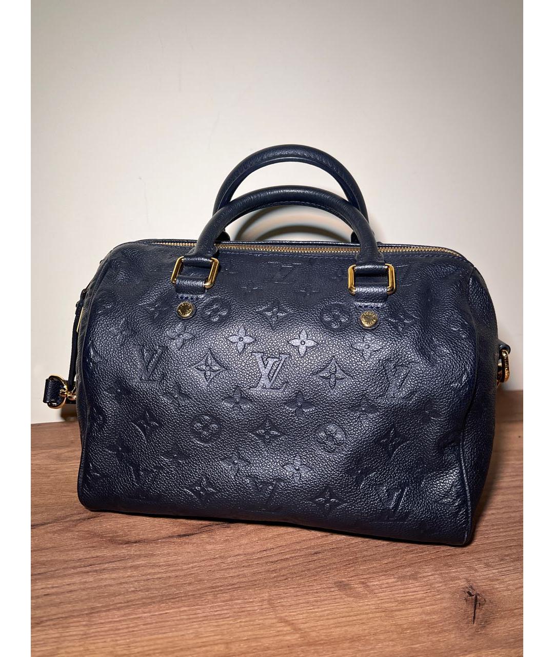 LOUIS VUITTON Темно-синяя кожаная сумка с короткими ручками, фото 9