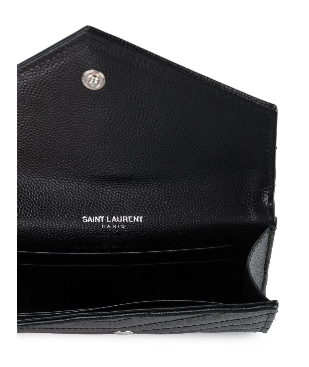 SAINT LAURENT Черный кожаный кошелек, фото 3