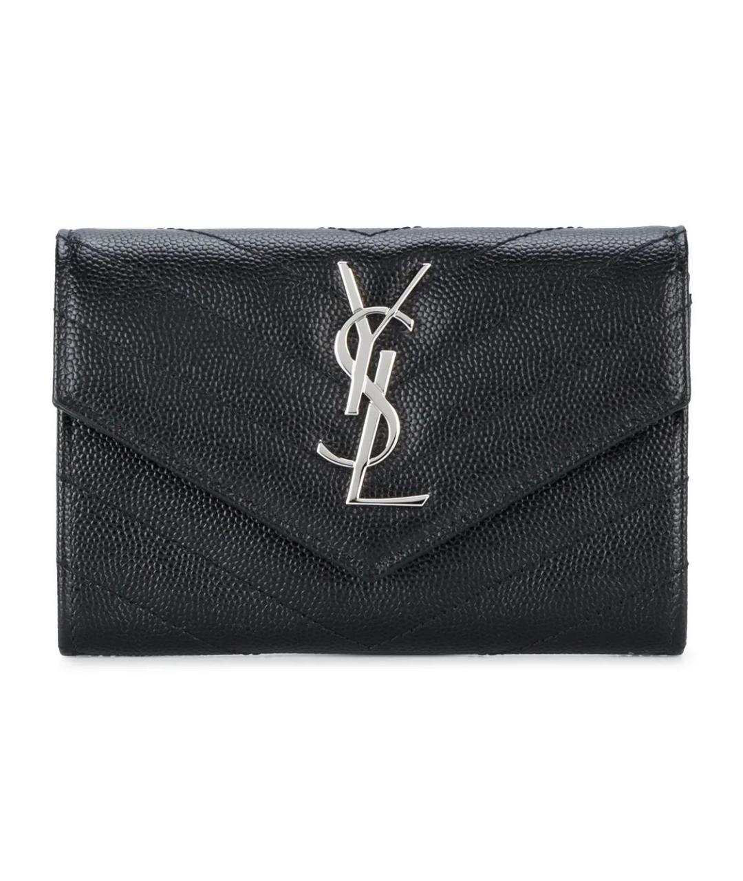 SAINT LAURENT Черный кожаный кошелек, фото 1