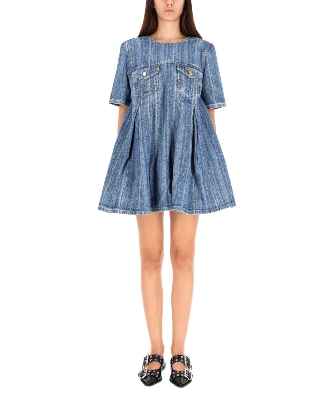 GANNI Синее хлопковое повседневное платье, фото 2