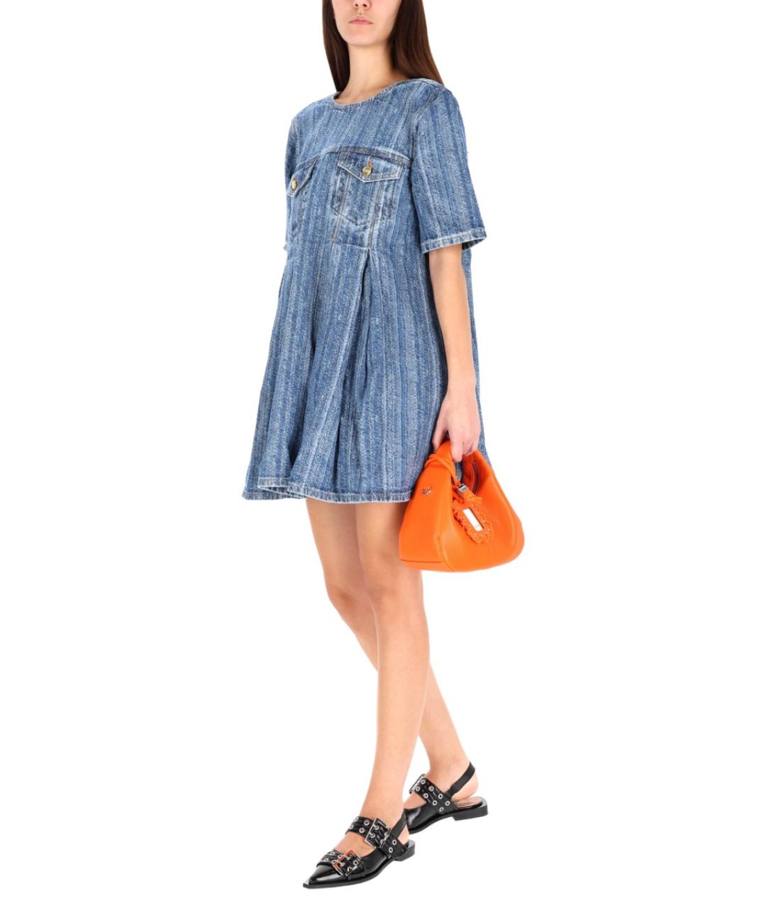 GANNI Синее хлопковое повседневное платье, фото 3