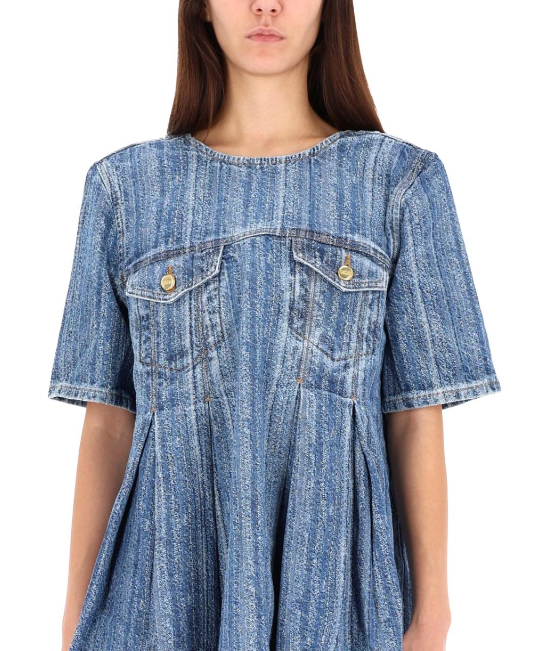 GANNI Синее хлопковое повседневное платье, фото 5