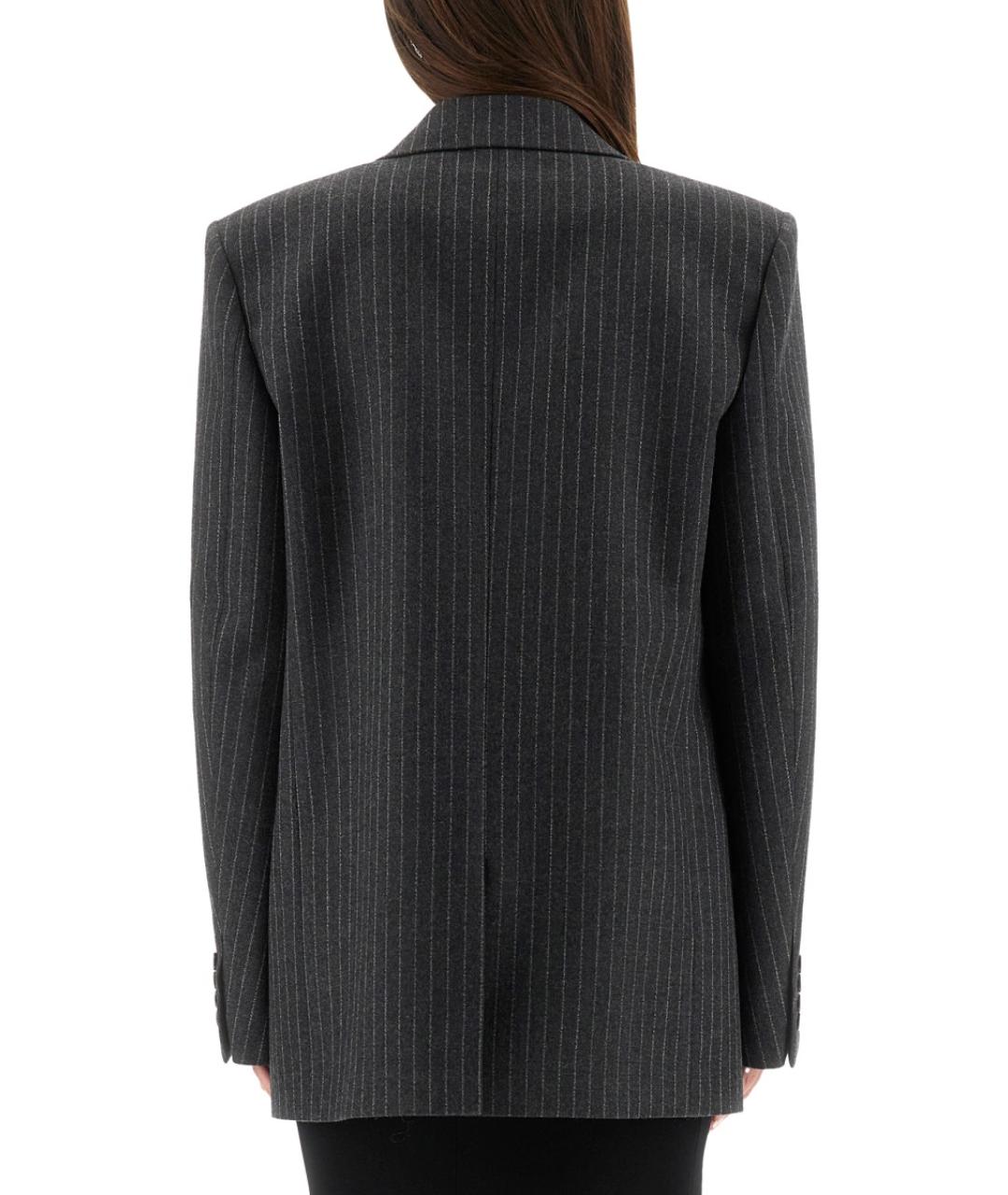 SAINT LAURENT Антрацитовый шерстяной жакет/пиджак, фото 3