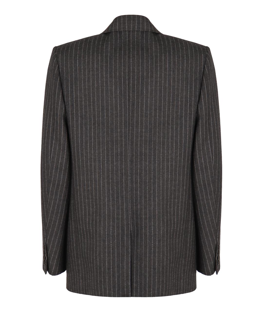 SAINT LAURENT Антрацитовый шерстяной жакет/пиджак, фото 2