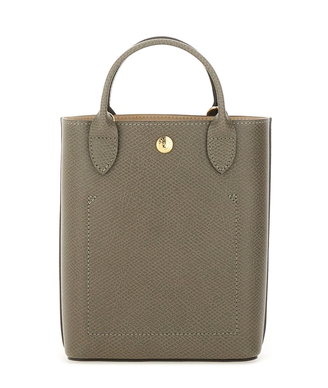 LONGCHAMP Серая кожаная сумка тоут, фото 2
