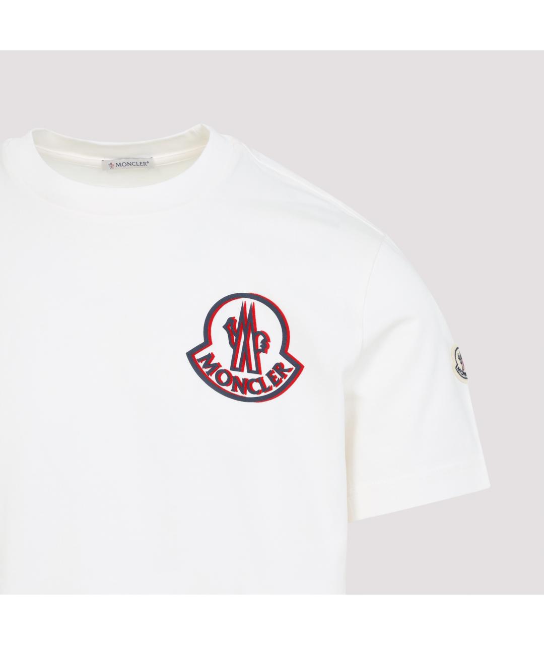 MONCLER Белая хлопковая футболка, фото 4
