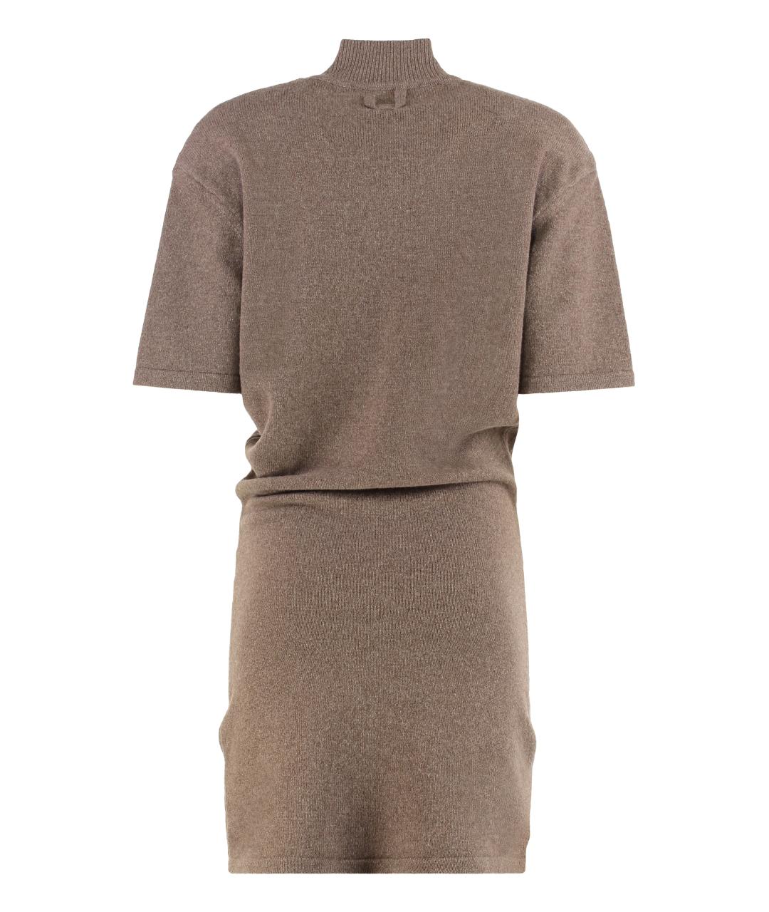JACQUEMUS Коричневое шерстяное повседневное платье, фото 2
