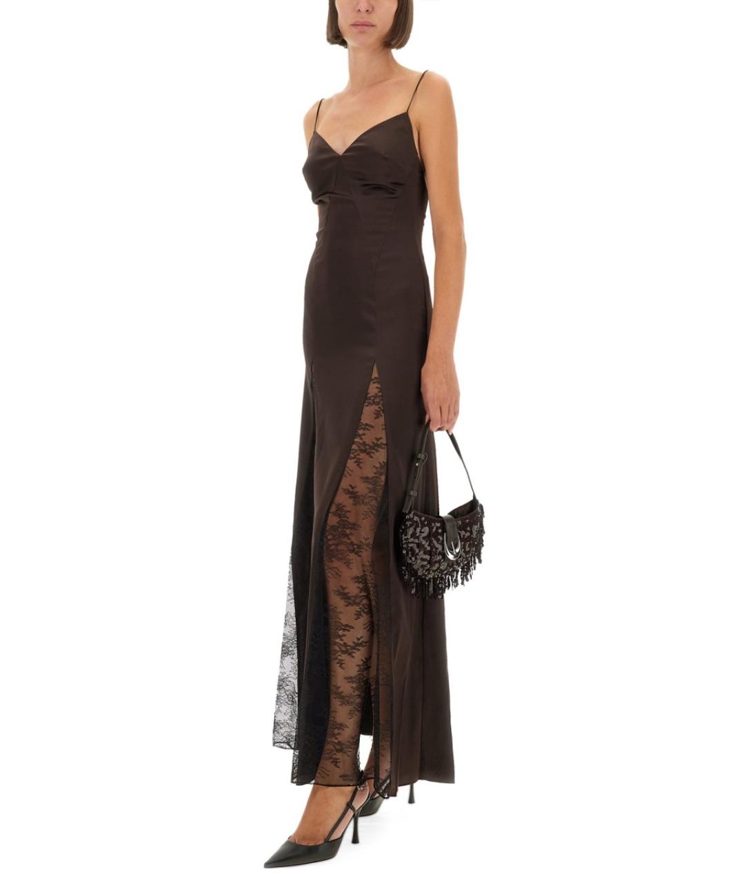 STAUD Коричневое шелковое вечернее платье, фото 3
