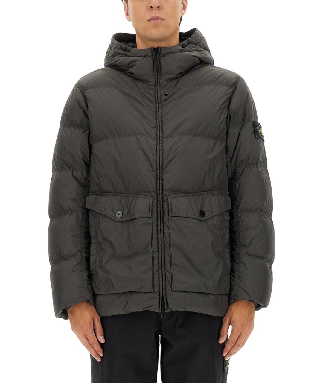 STONE ISLAND Антрацитовый полиамидовый пуховик, фото 2