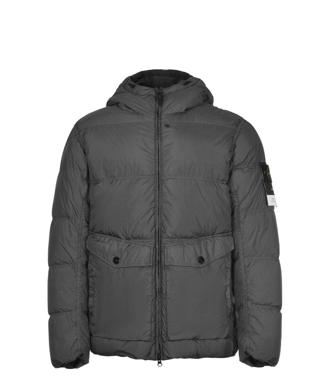 STONE ISLAND Антрацитовый полиамидовый пуховик, фото 1
