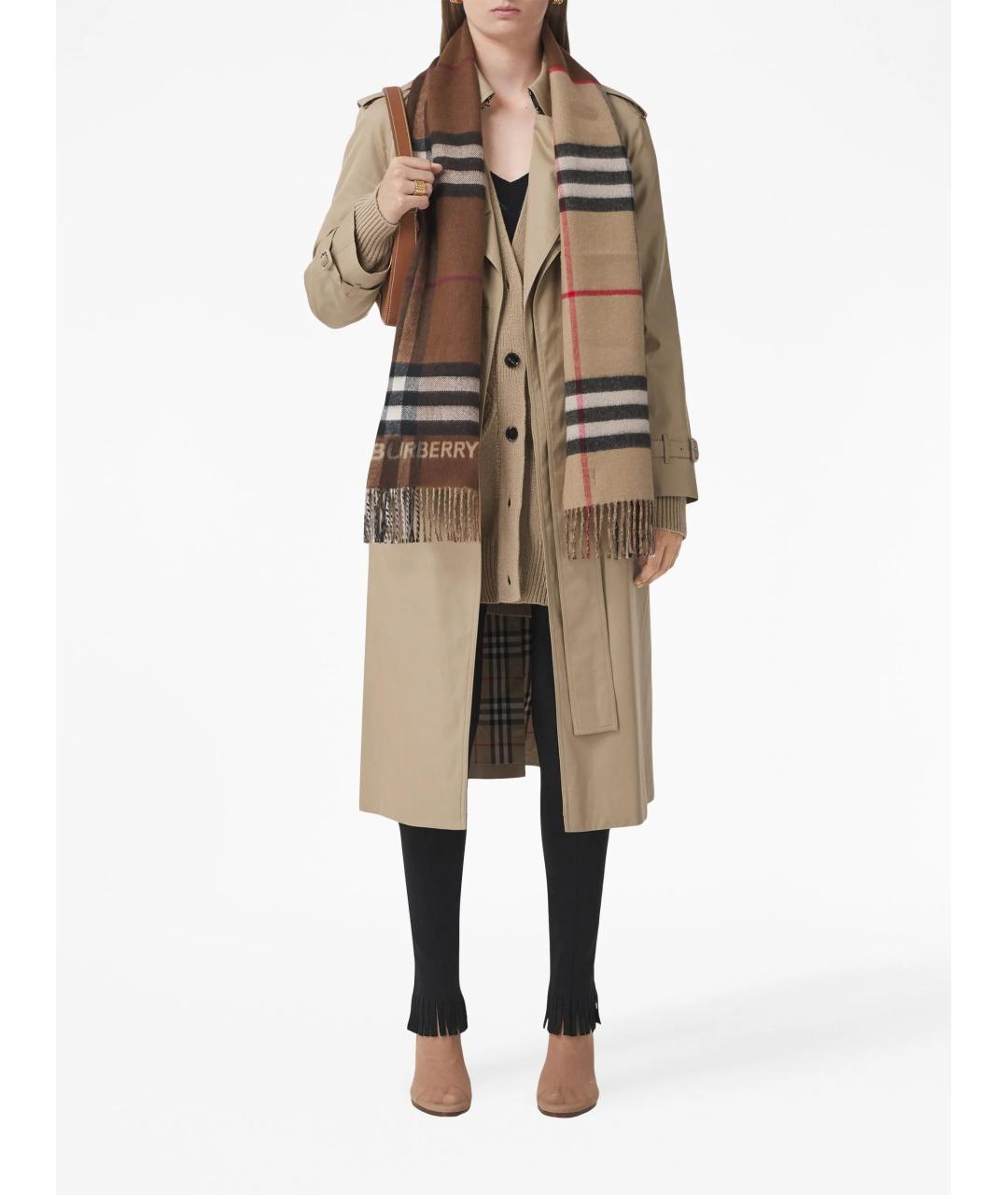 BURBERRY Коричневый кашемировый шарф, фото 5