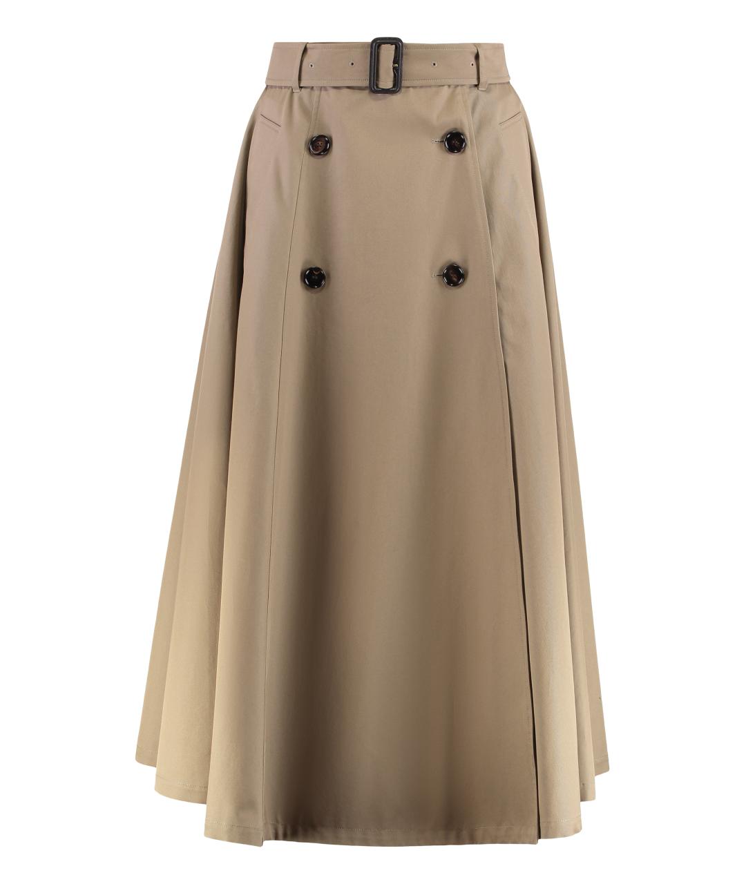 BURBERRY Бежевая хлопковая юбка миди, фото 1