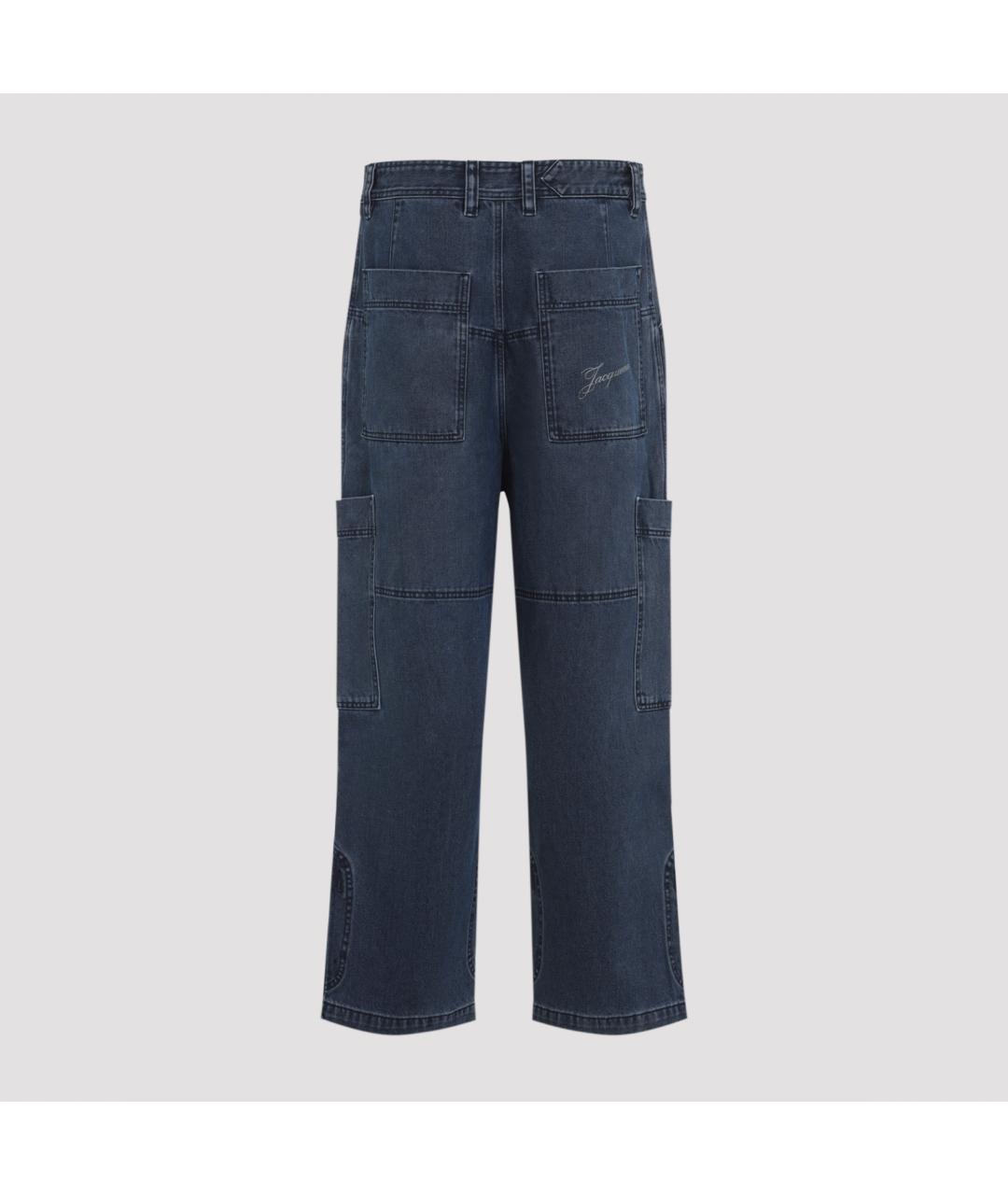 JACQUEMUS Синие хлопковые повседневные брюки, фото 3
