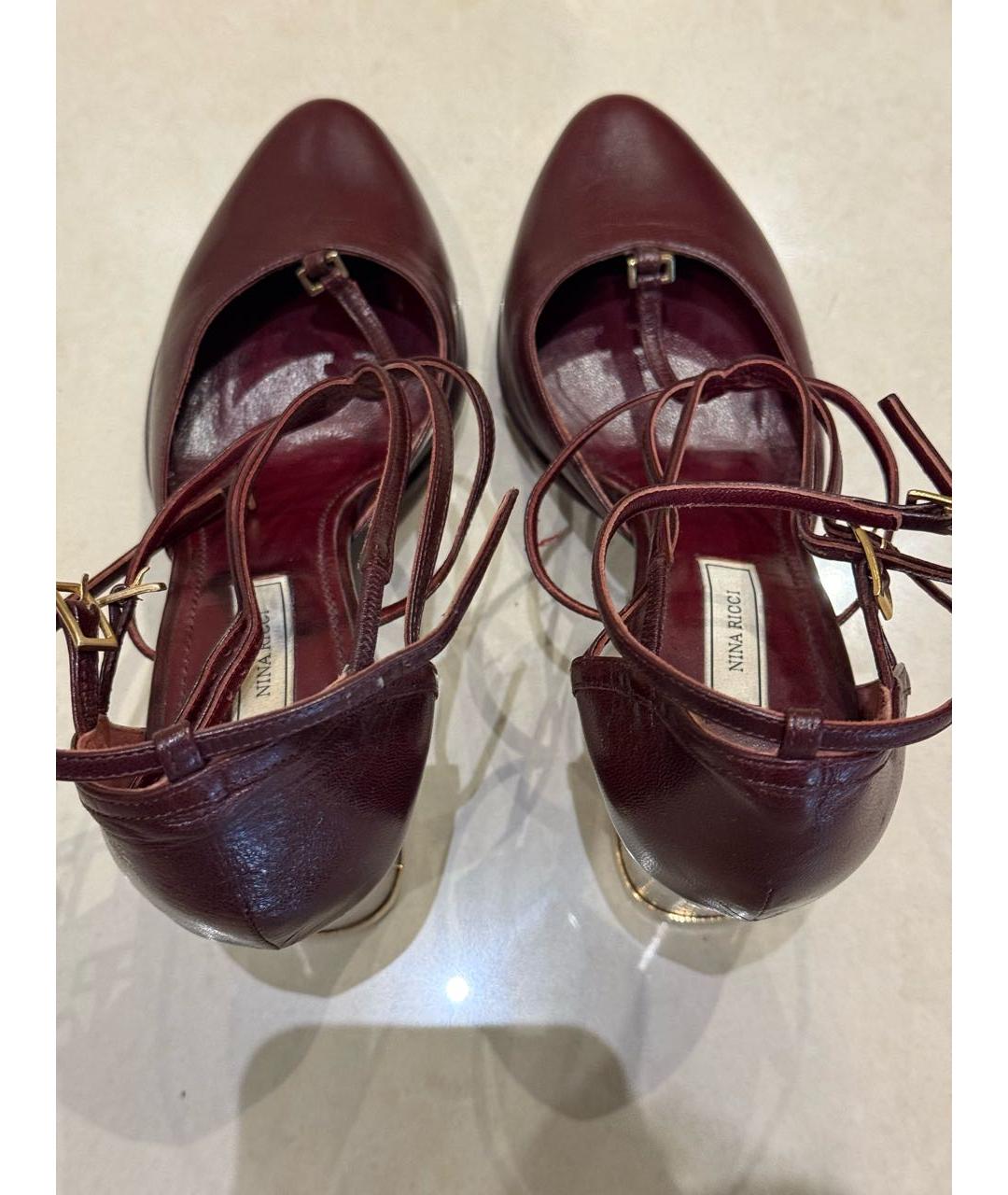 NINA RICCI Бордовые кожаные туфли, фото 3