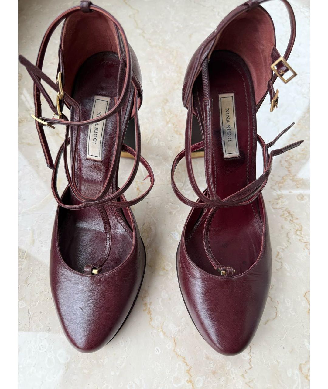 NINA RICCI Бордовые кожаные туфли, фото 2