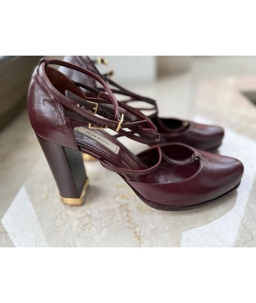NINA RICCI Бордовые кожаные туфли, фото 6