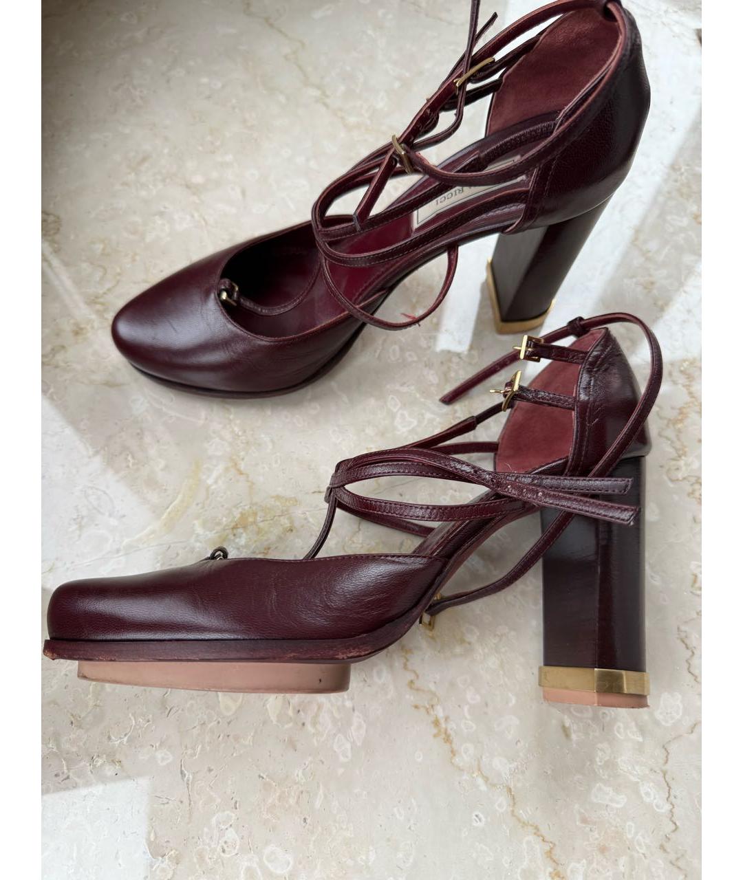 NINA RICCI Бордовые кожаные туфли, фото 5