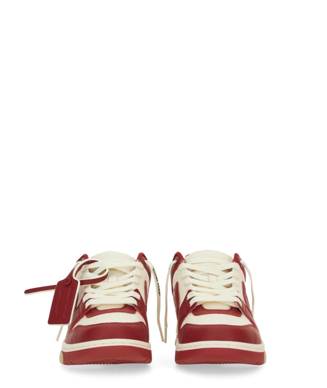 OFF-WHITE Красные кожаные низкие кроссовки / кеды, фото 4