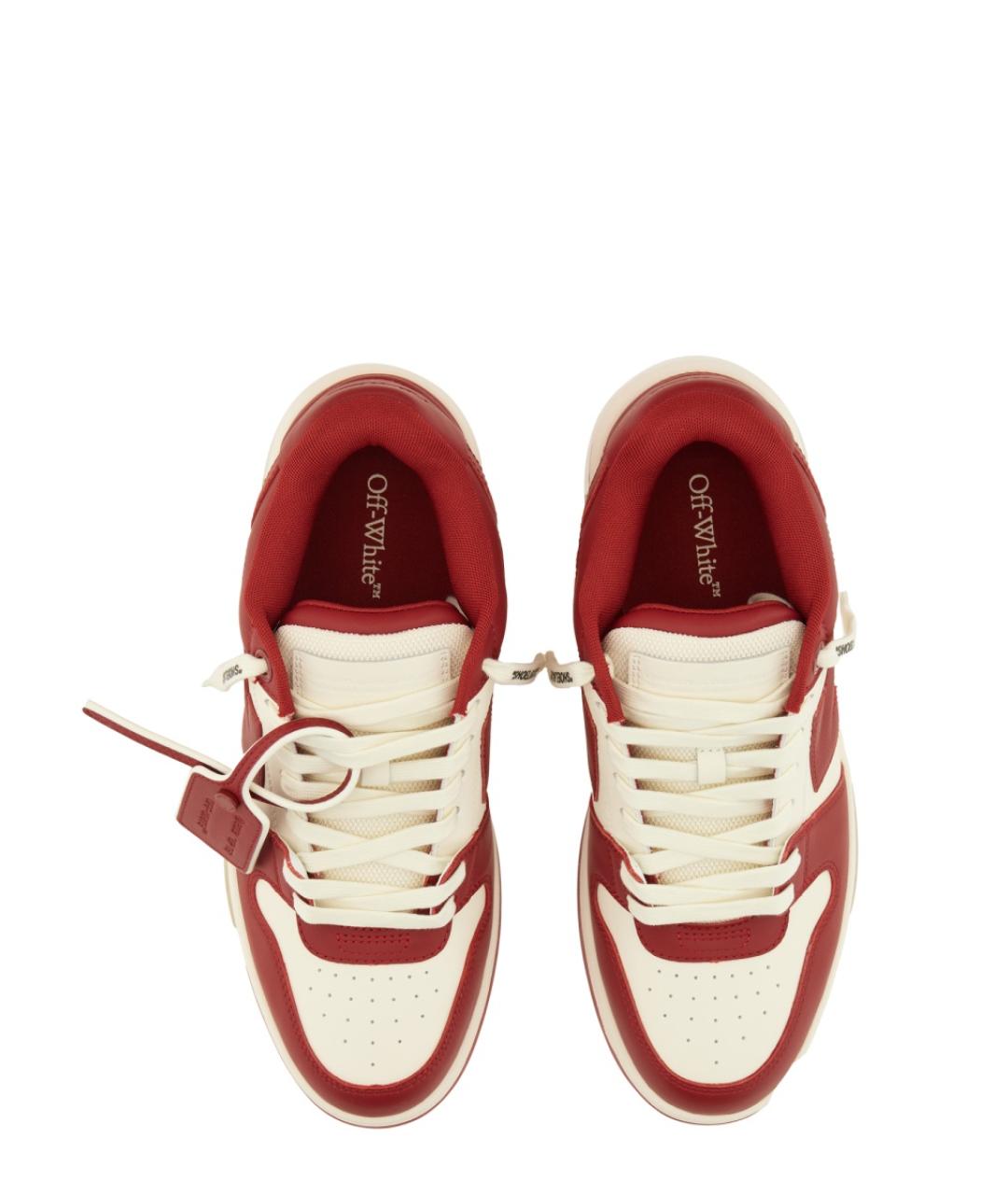 OFF-WHITE Красные кожаные низкие кроссовки / кеды, фото 5