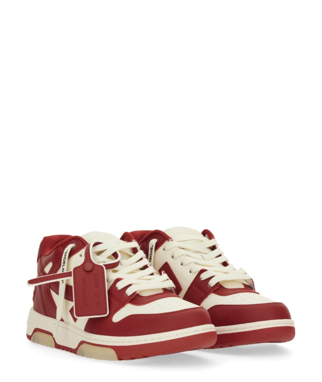 OFF-WHITE Красные кожаные низкие кроссовки / кеды, фото 2