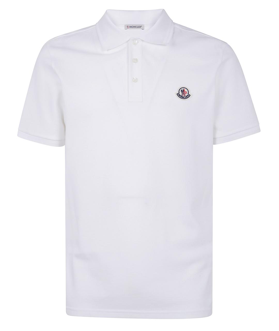MONCLER Белое хлопковое поло с коротким рукавом, фото 5