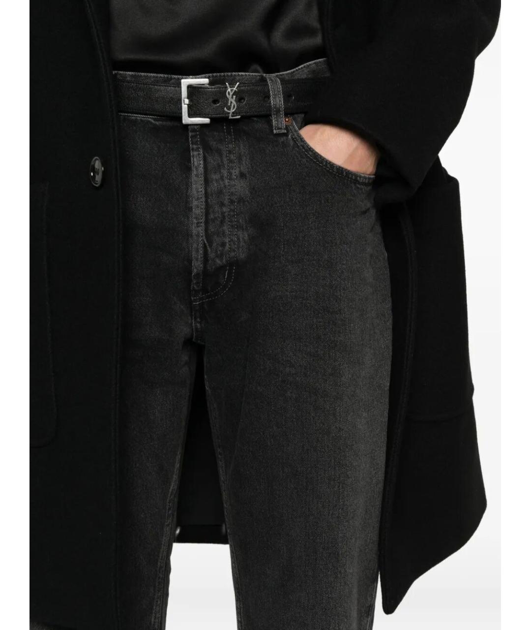 SAINT LAURENT Черные хлопковые прямые джинсы, фото 4