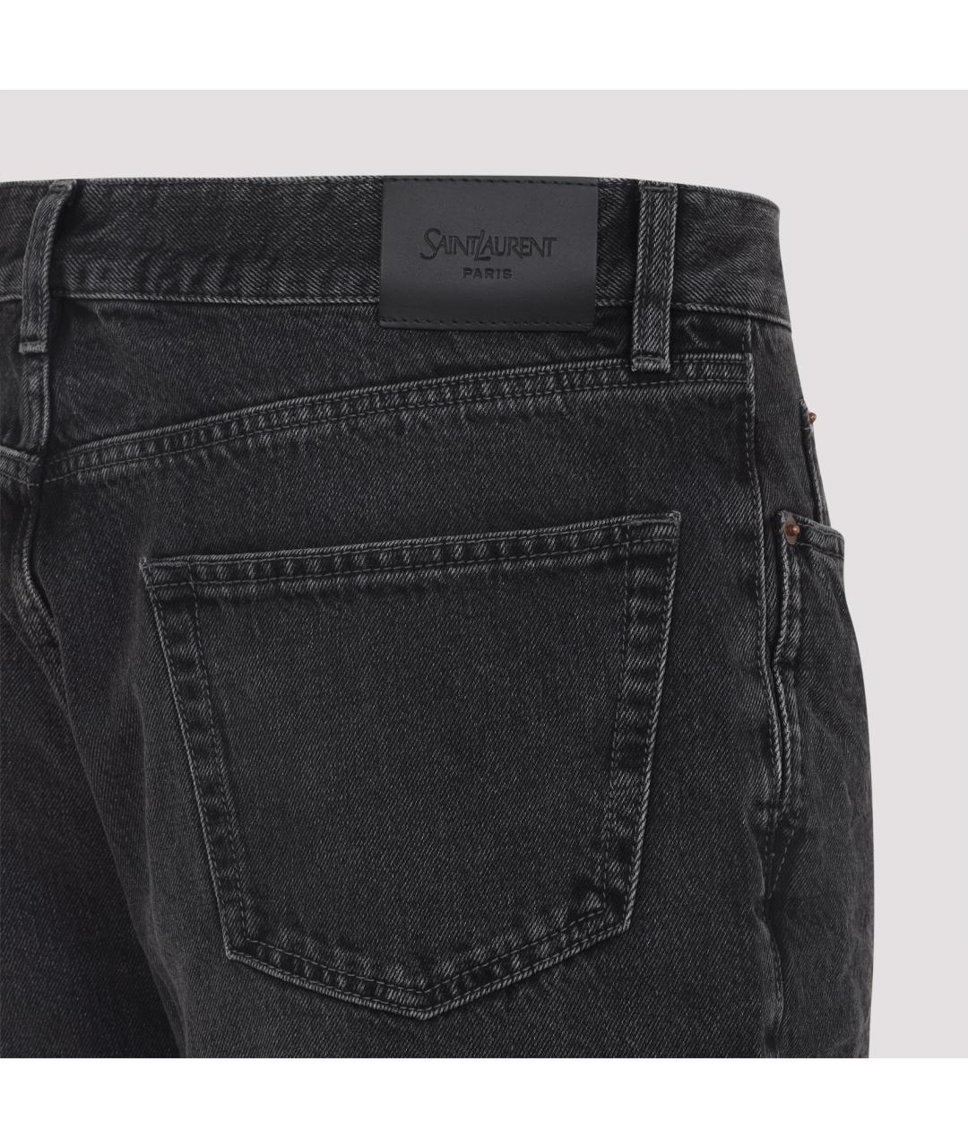 SAINT LAURENT Черные хлопковые прямые джинсы, фото 3