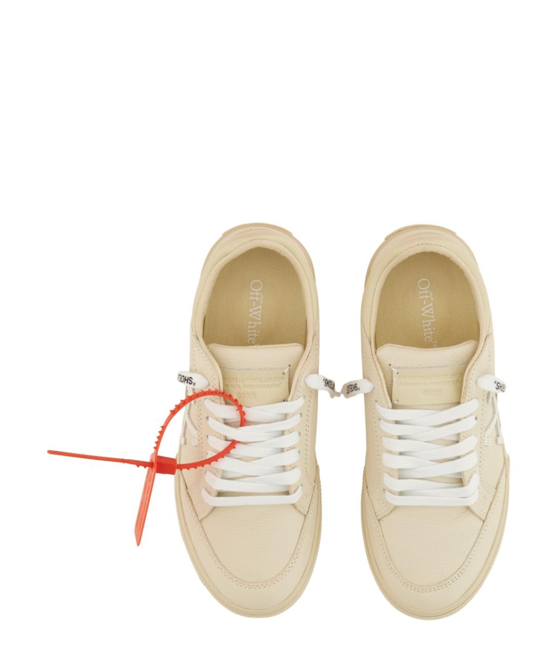 OFF-WHITE Бежевые кожаные кроссовки, фото 5
