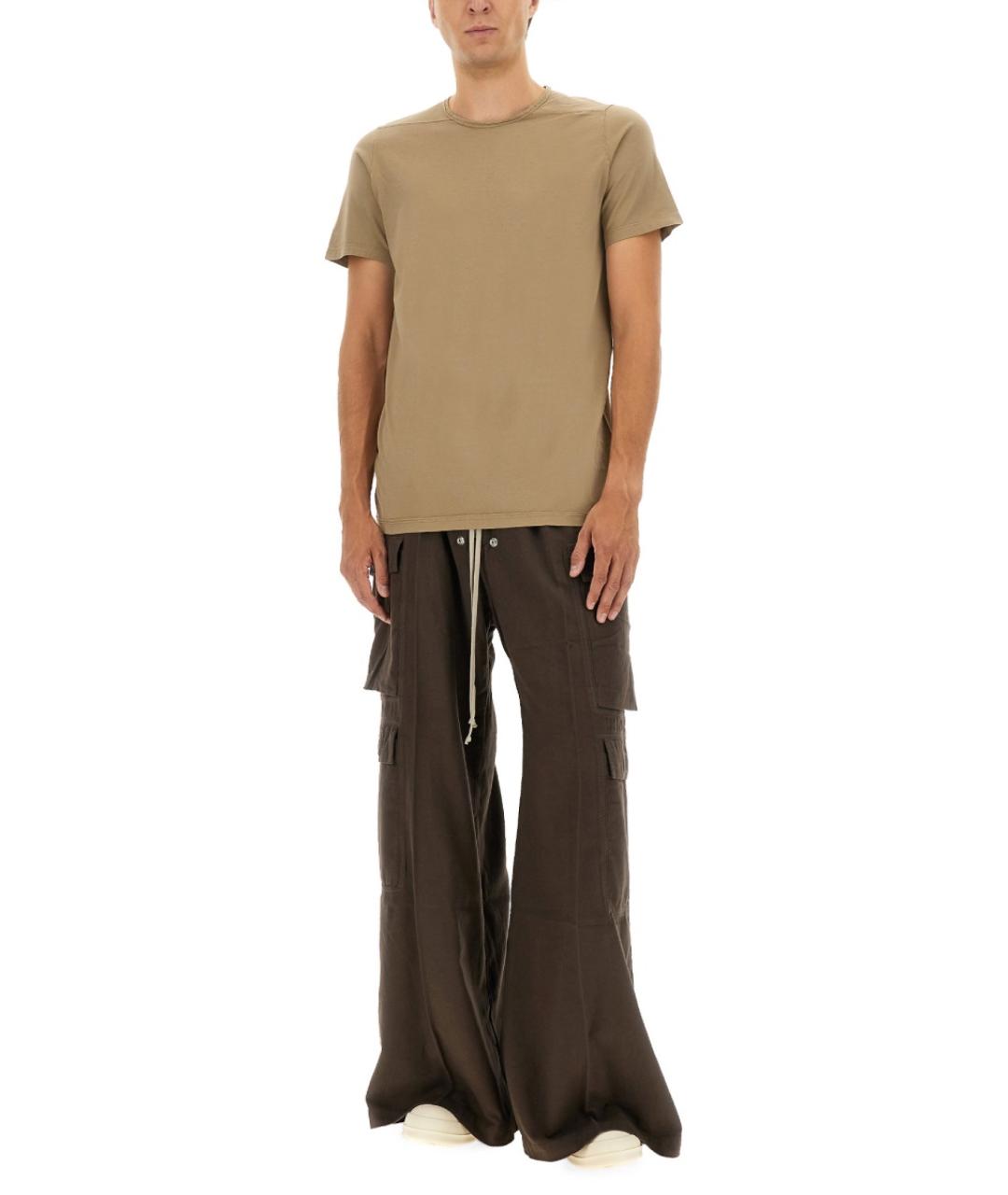 RICK OWENS DRKSHDW Бежевая хлопковая футболка, фото 2