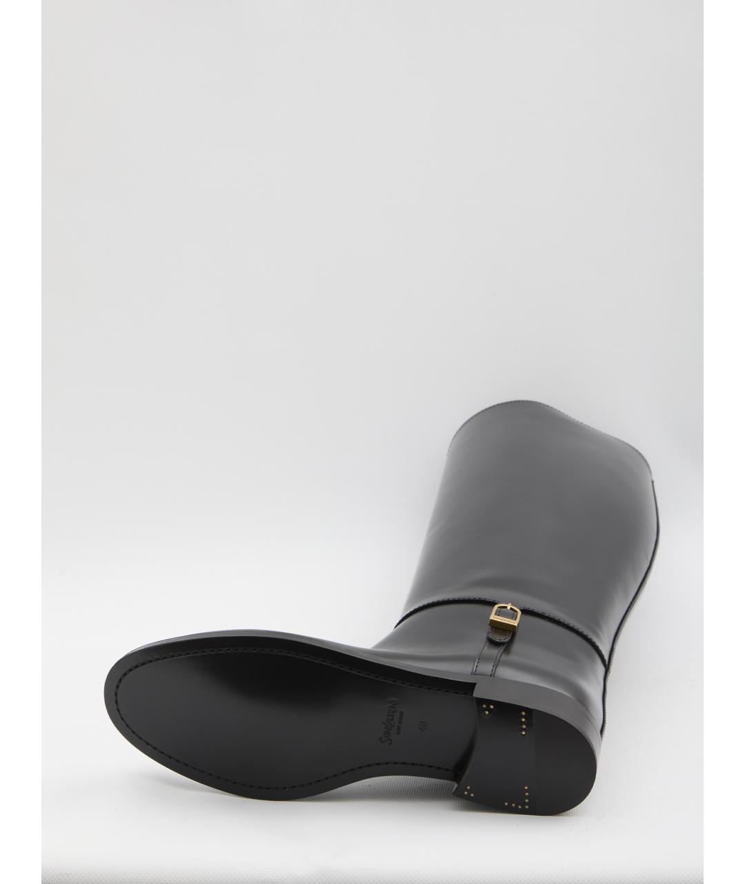 SAINT LAURENT Черные кожаные сапоги, фото 4