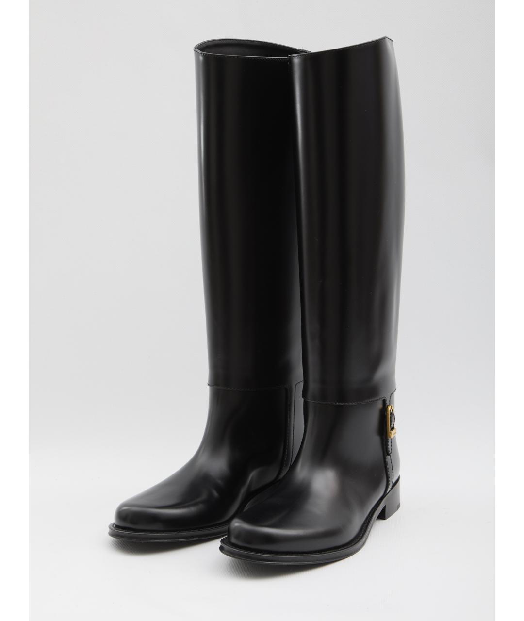 SAINT LAURENT Черные кожаные сапоги, фото 2