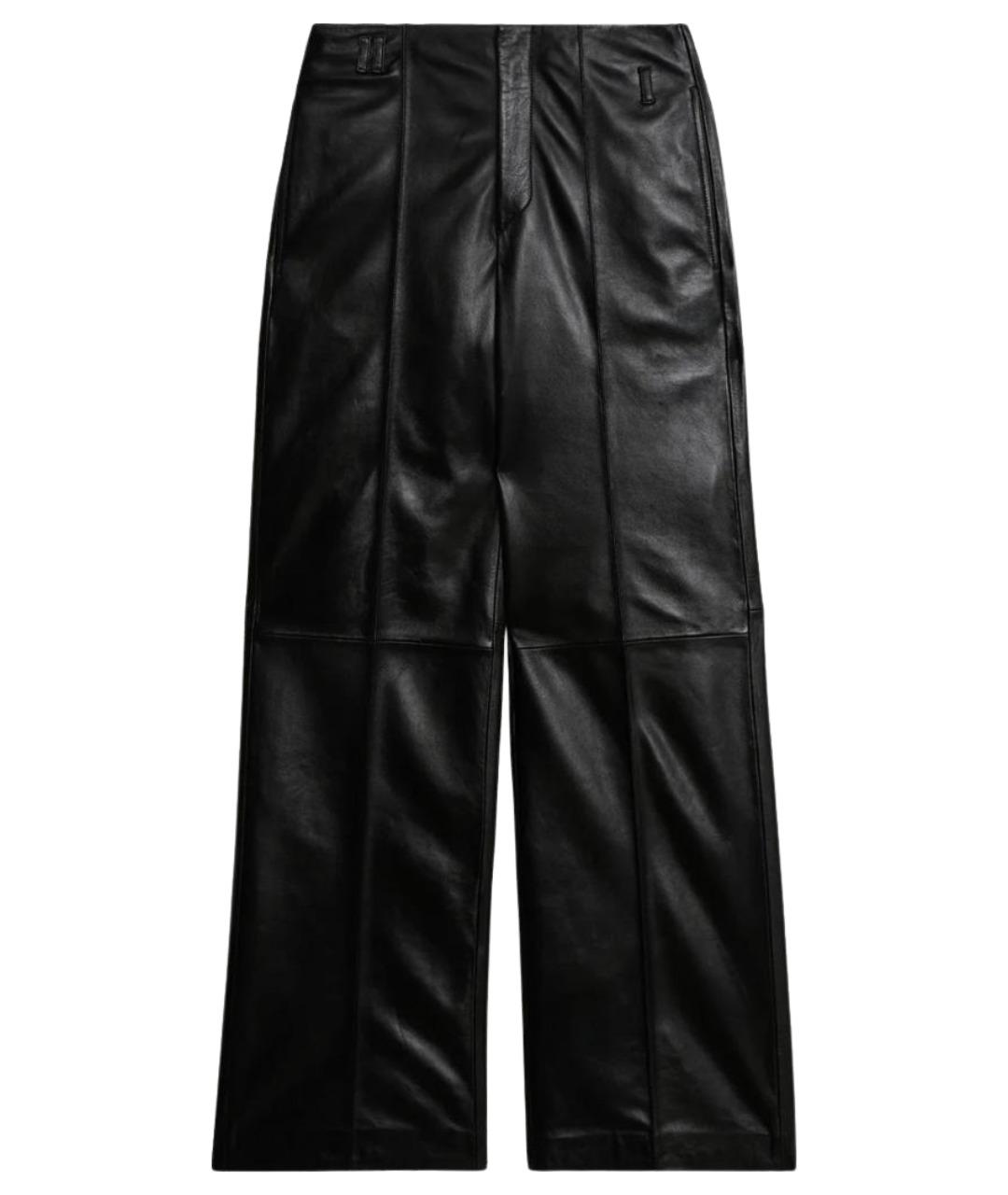 ISABEL MARANT Черные кожаные прямые брюки, фото 1