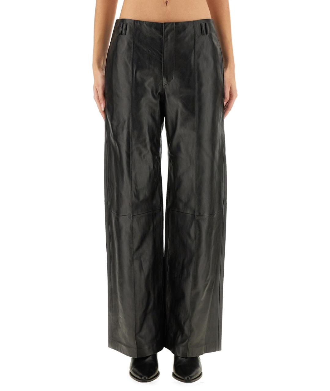 ISABEL MARANT Черные кожаные прямые брюки, фото 2