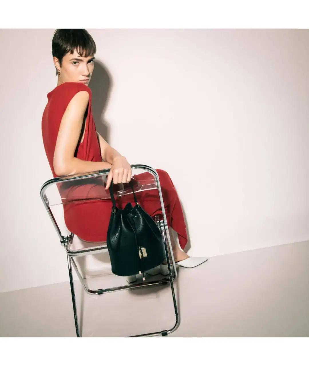 FURLA Черная кожаная сумка через плечо, фото 6