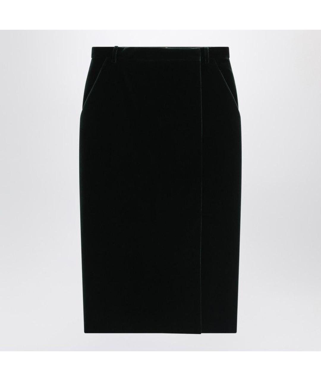 SAINT LAURENT Зеленая хлопковая юбка миди, фото 5