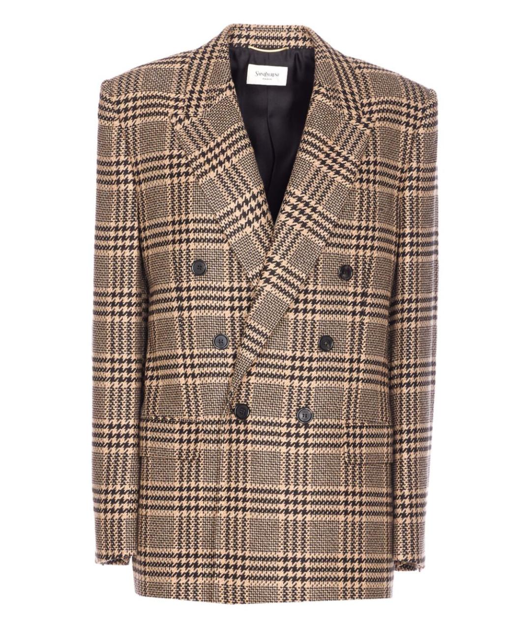 SAINT LAURENT Бежевый шелковый жакет/пиджак, фото 1