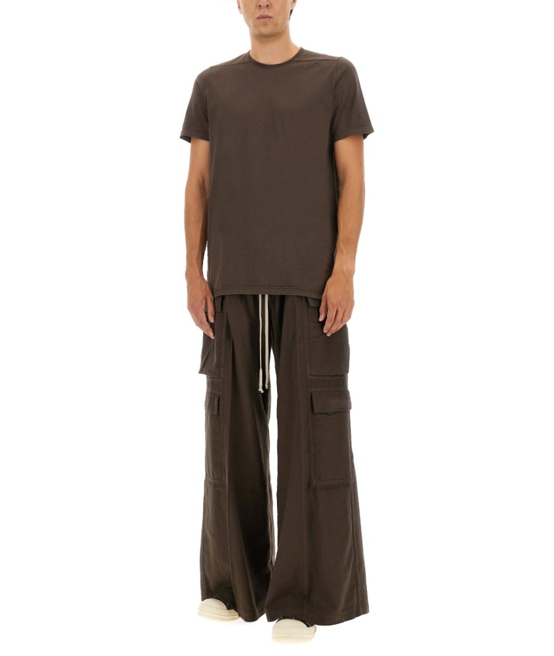 RICK OWENS DRKSHDW Коричневая хлопковая футболка, фото 2